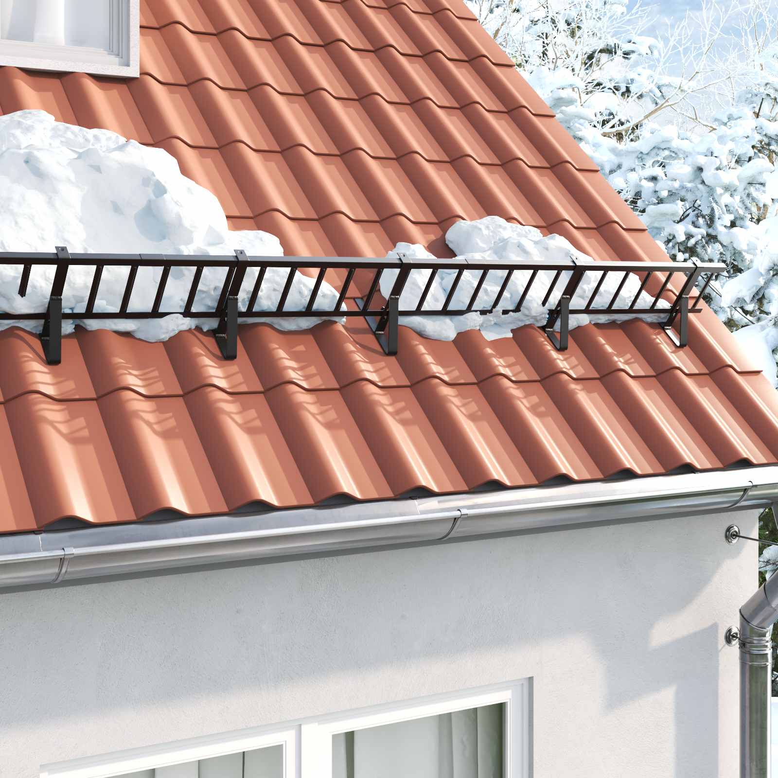 Guardia per neve sul tetto Nero 100 x 2,5 x 20 cm Acciaio | homemem39