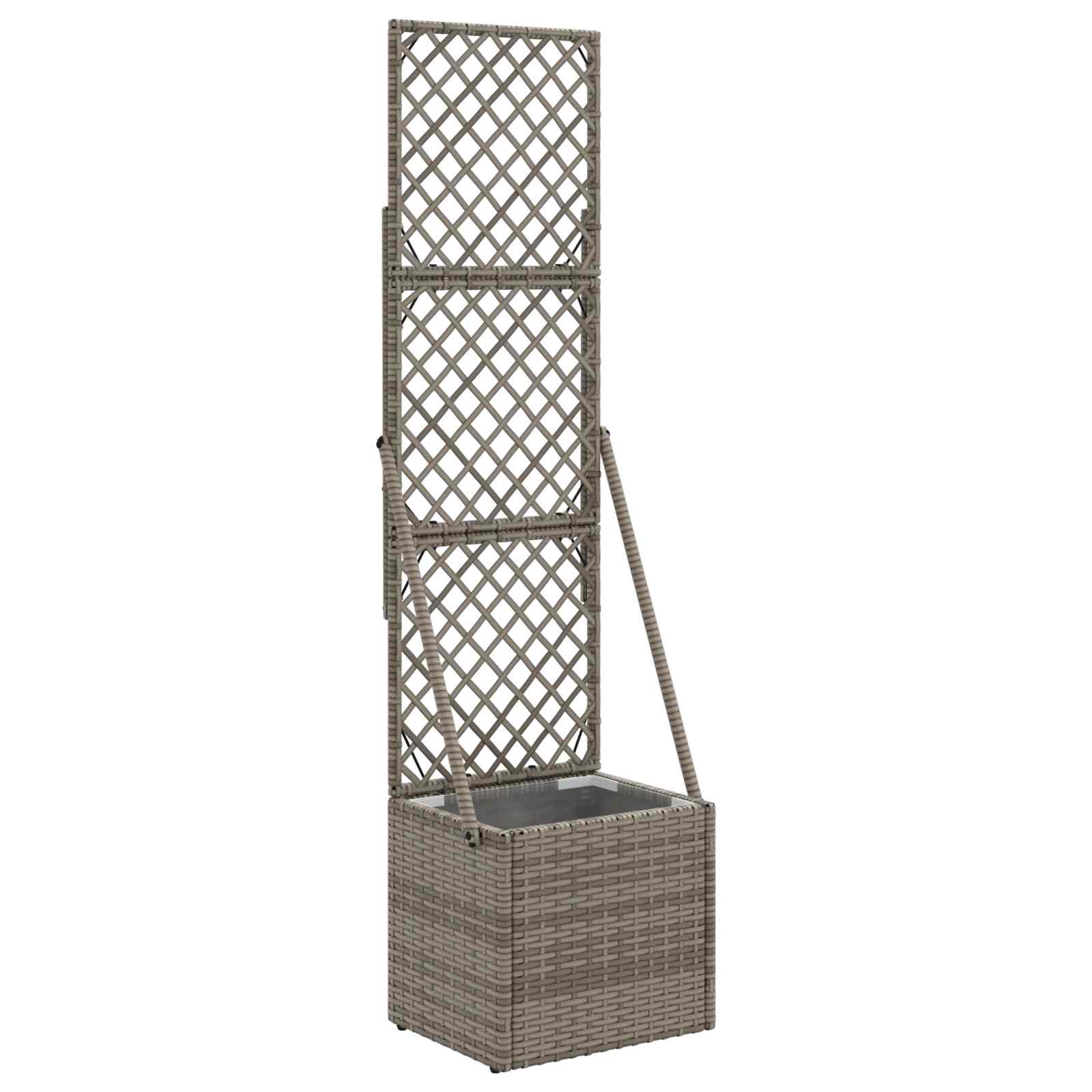 Vaso da Giardino con Trellis Grigio 35 x 30 x 135 cm polyrattan | homemem39