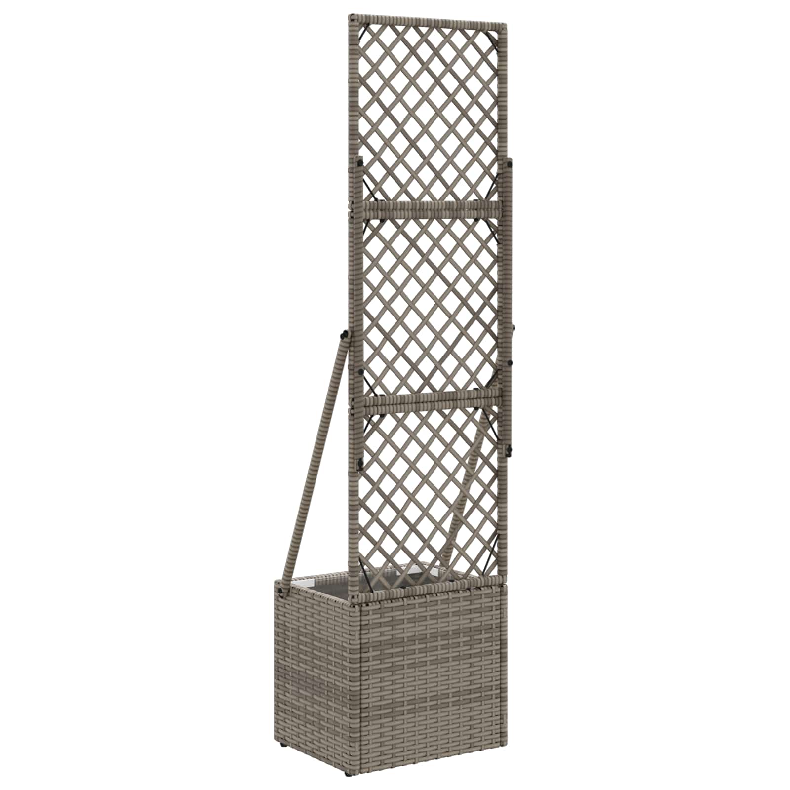 Vaso da Giardino con Trellis Grigio 35 x 30 x 135 cm polyrattan | homemem39