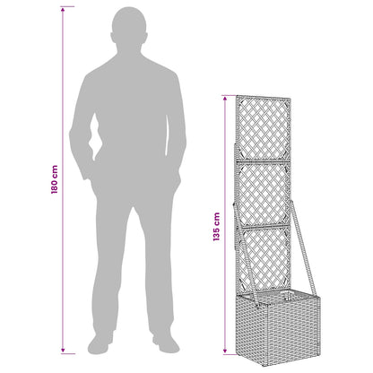 Vaso da Giardino con Trellis Grigio 35 x 30 x 135 cm polyrattan