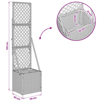 Vaso da Giardino con Trellis Grigio 35 x 30 x 135 cm polyrattan | homemem39
