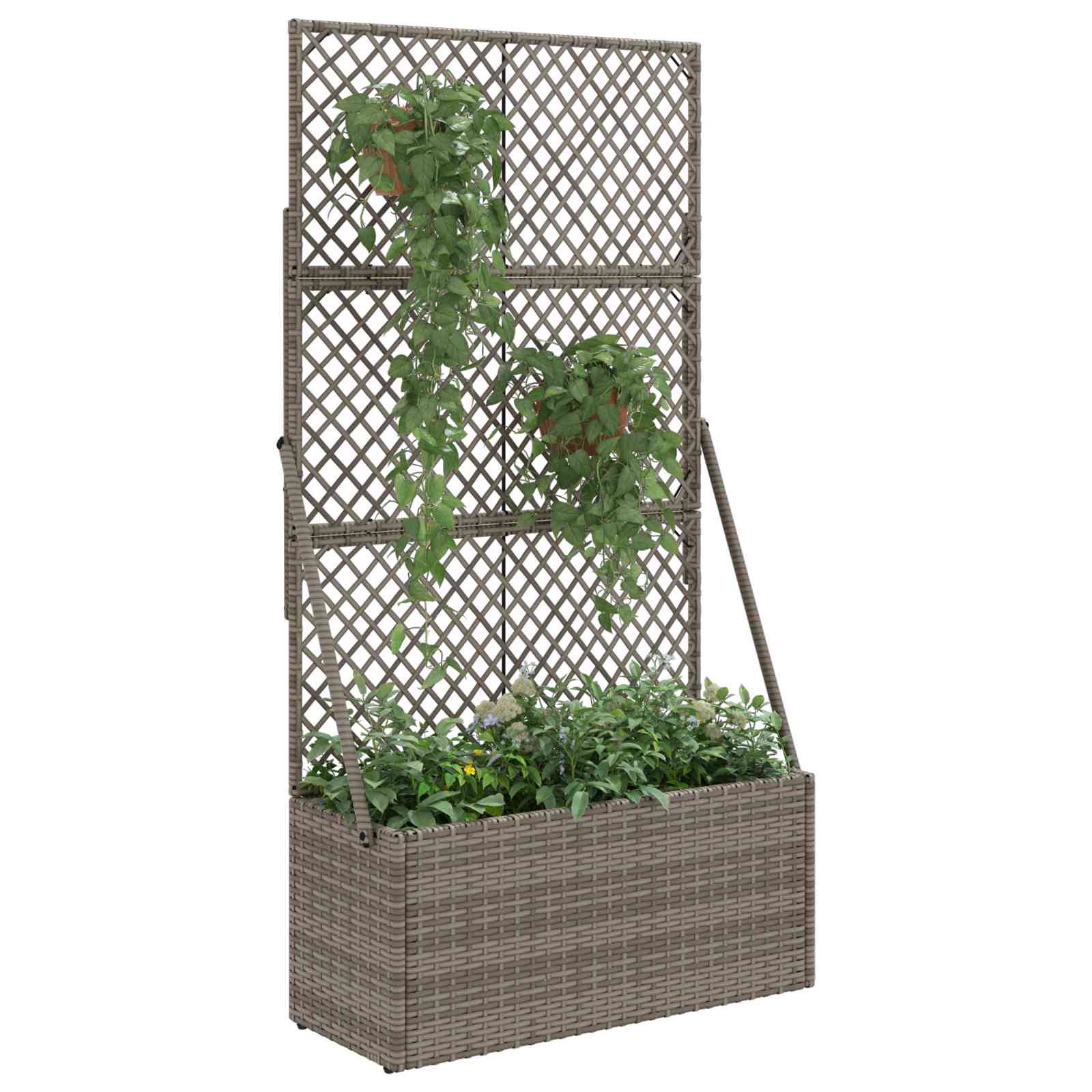 Vaso da Giardino con Trellis Grigio 70 x 30 x 135 cm polyrattan | homemem39