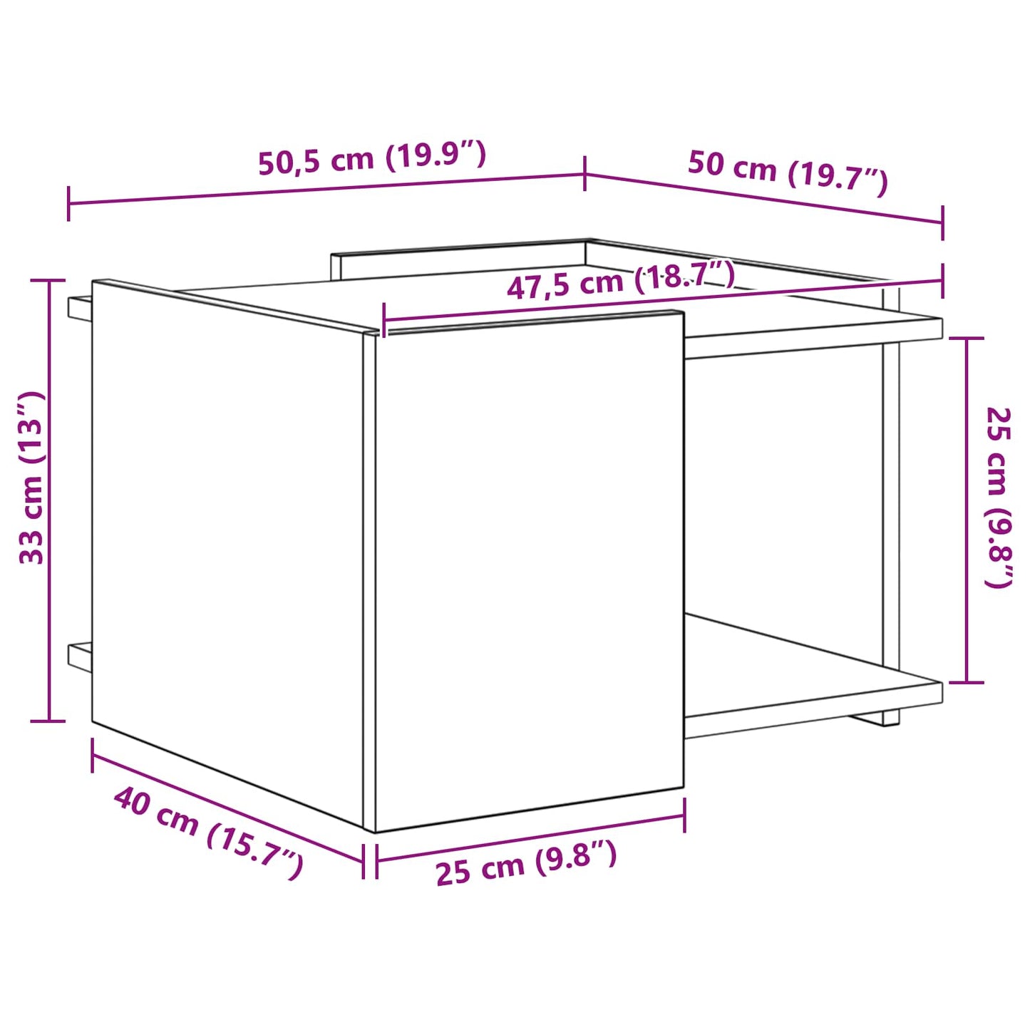 Tavolino da salotto Grigio Cemento 50,5 x 50 x 33 cm