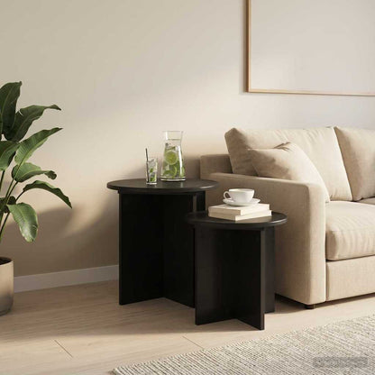 Set tavolini 2 pz Rovere Nero Ø 45 x 45 cm Legno ingegnerizzato