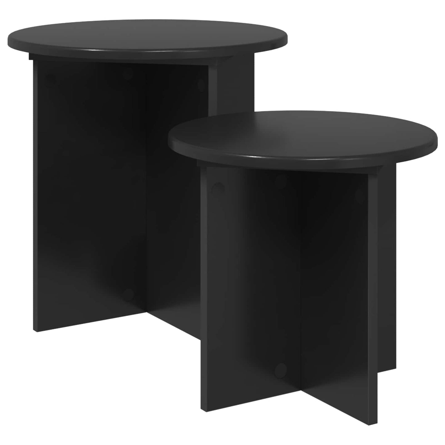 Set tavolini 2 pz Rovere Nero Ø 45 x 45 cm Legno ingegnerizzato