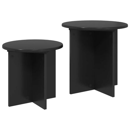 Set tavolini 2 pz Rovere Nero Ø 45 x 45 cm Legno ingegnerizzato