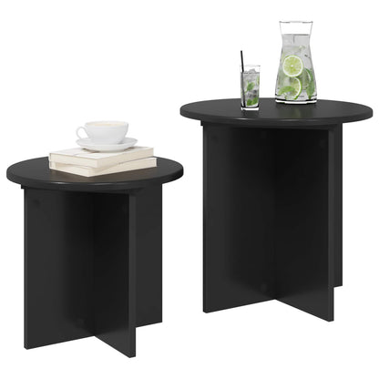 Set tavolini 2 pz Rovere Nero Ø 45 x 45 cm Legno ingegnerizzato