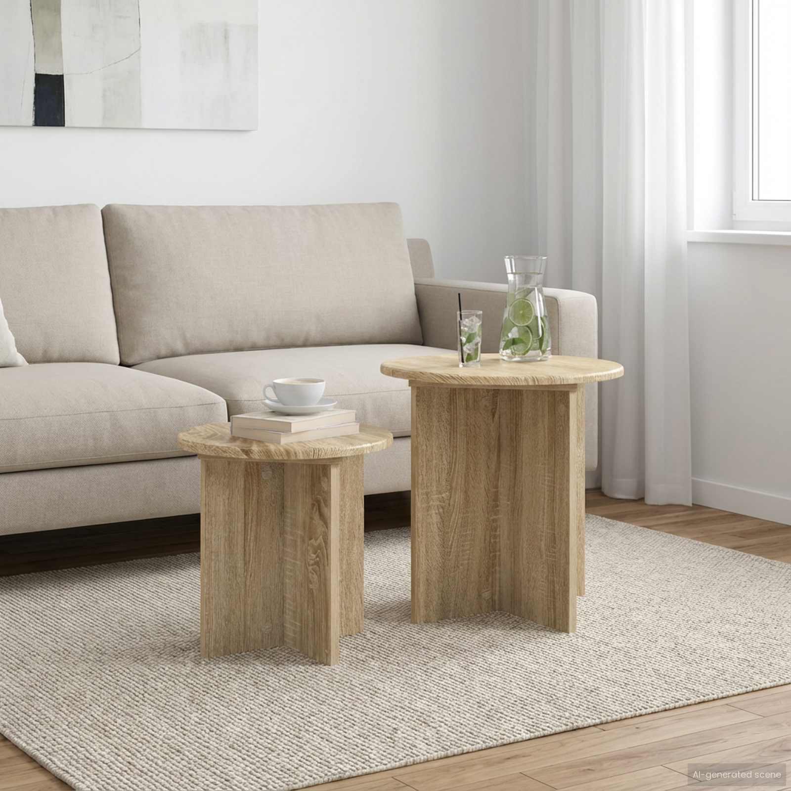 Set tavolini 2 pcs Rovere Sonoma Legno ingegnerizzato | homemem39