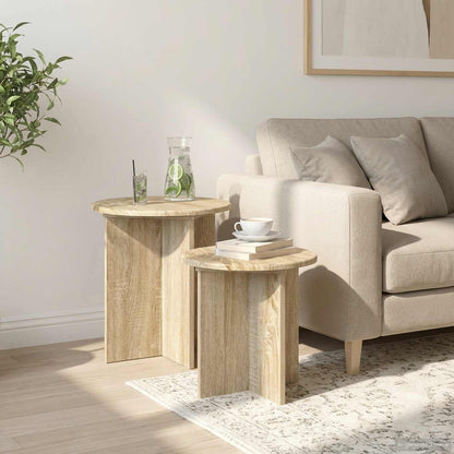 Set tavolini 2 pz Rovere Sonoma Ø 45 x 45 cm
