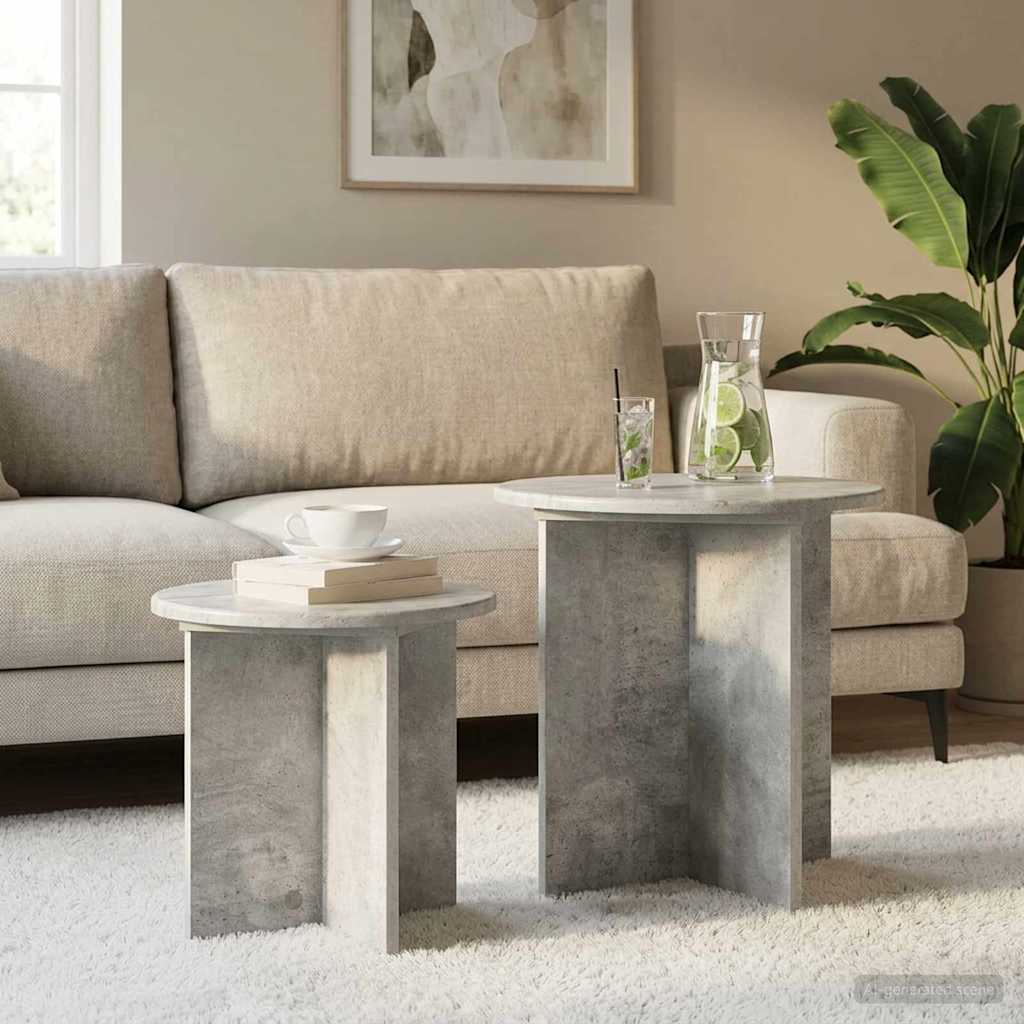 Set tavolini 2 pz Grigio Cemento Ø 45 x 45 cm