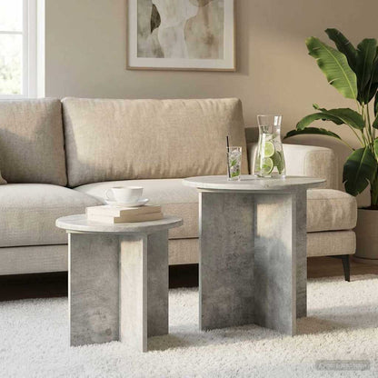 Set tavolini 2 pz Grigio Cemento Ø 45 x 45 cm