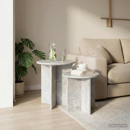 Set tavolini 2 pz Grigio Cemento Ø 45 x 45 cm