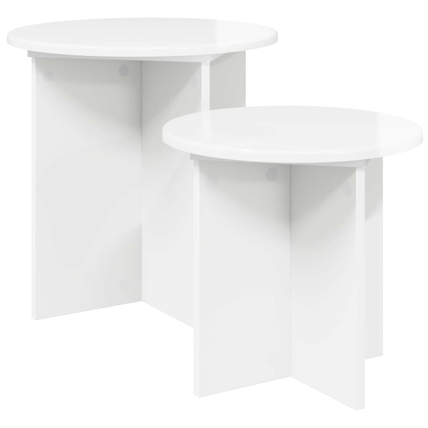 Set tavolini 2 pcs Bianco Lucido Legno ingegnerizzato | homemem39
