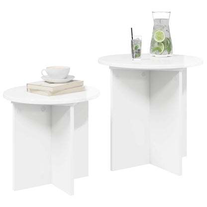 Set tavolini 2 pcs Bianco Lucido Legno ingegnerizzato | homemem39