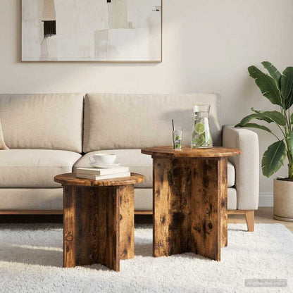 Set tavolini 2 pcs Quercia Affumicata Legno ingegnerizzato
