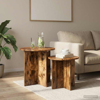 Set tavolini 2 pcs Quercia Affumicata Legno ingegnerizzato