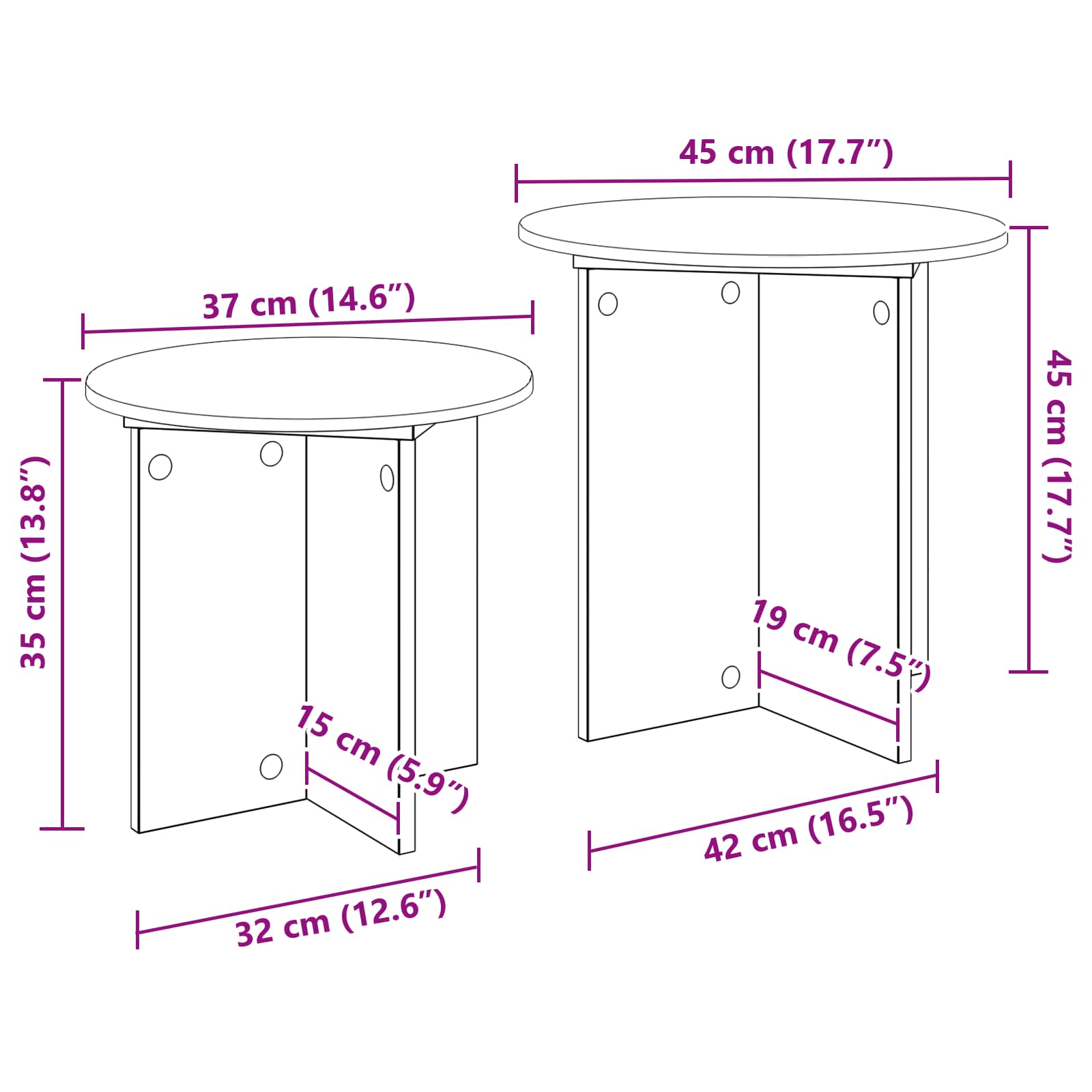 Set tavolini 2 pcs Quercia Affumicata Legno ingegnerizzato | homemem39