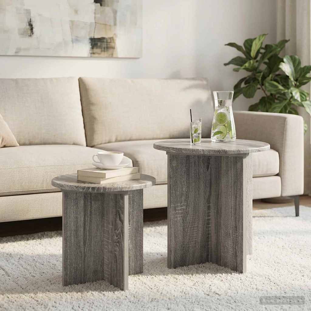 Set tavolini 2 pz Grigio Sonoma Ø 45 x 45 cm