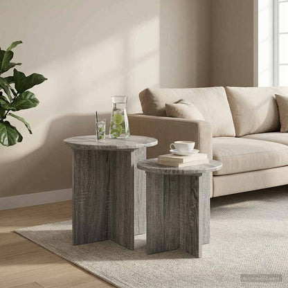 Set tavolini 2 pz Grigio Sonoma Ø 45 x 45 cm