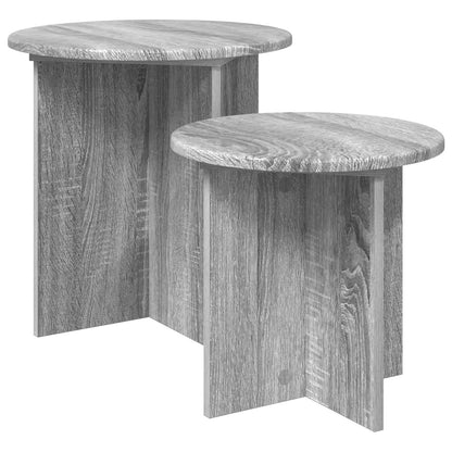 Set tavolini 2 pz Grigio Sonoma Ø 45 x 45 cm