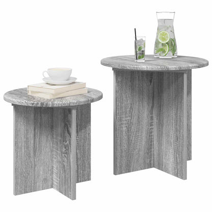 Set tavolini 2 pz Grigio Sonoma Ø 45 x 45 cm