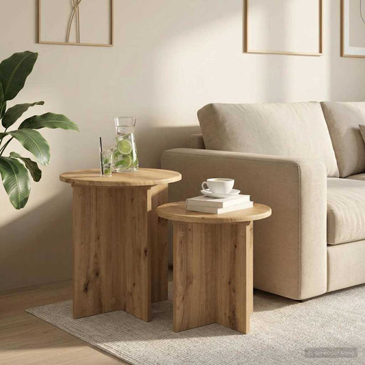 Set tavolini 2 pz Rovere Artigianale Ø 45 x 45 cm | homemem39