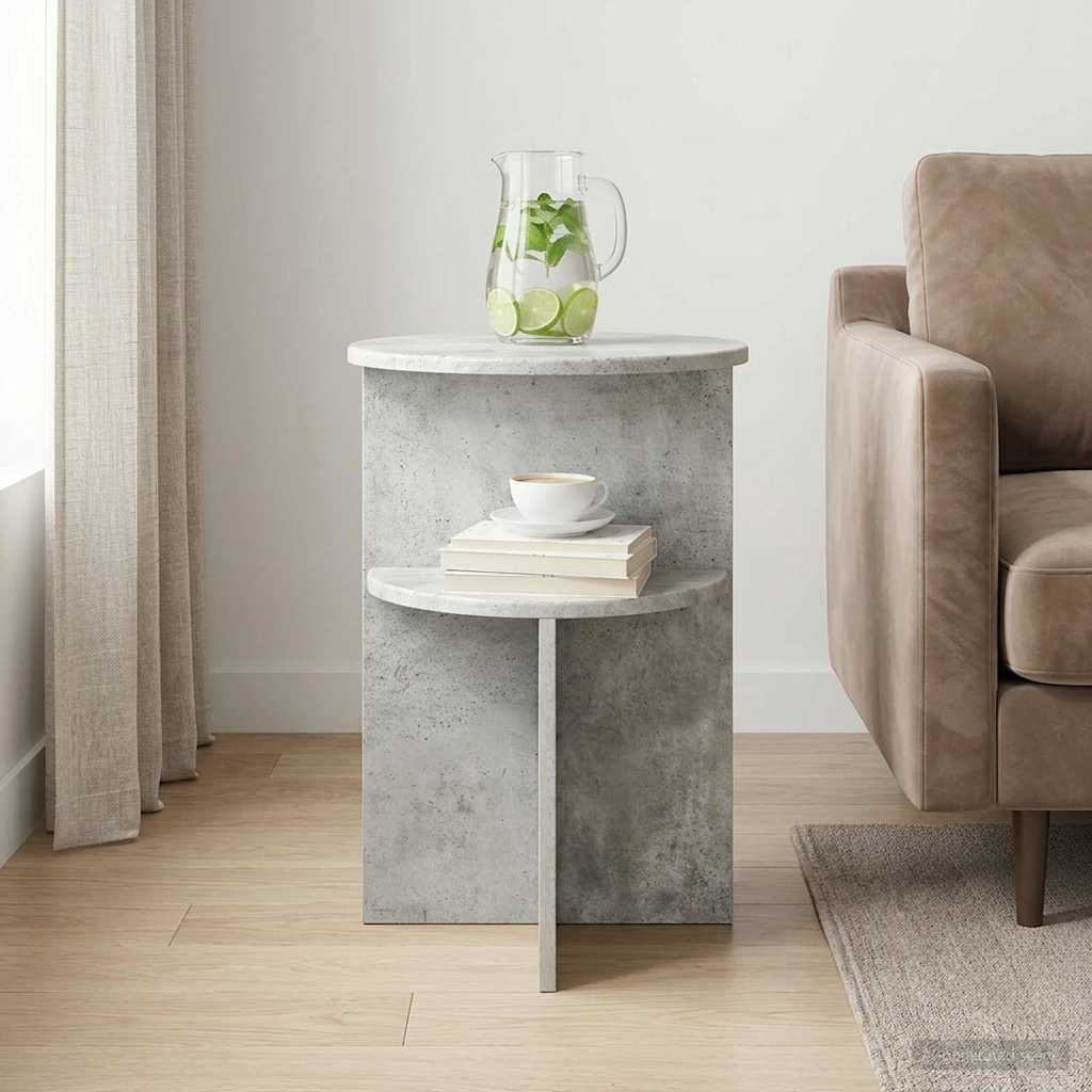 Tavolo laterale con archiviazione Grigio Cemento Ø 39,5 x 55 cm