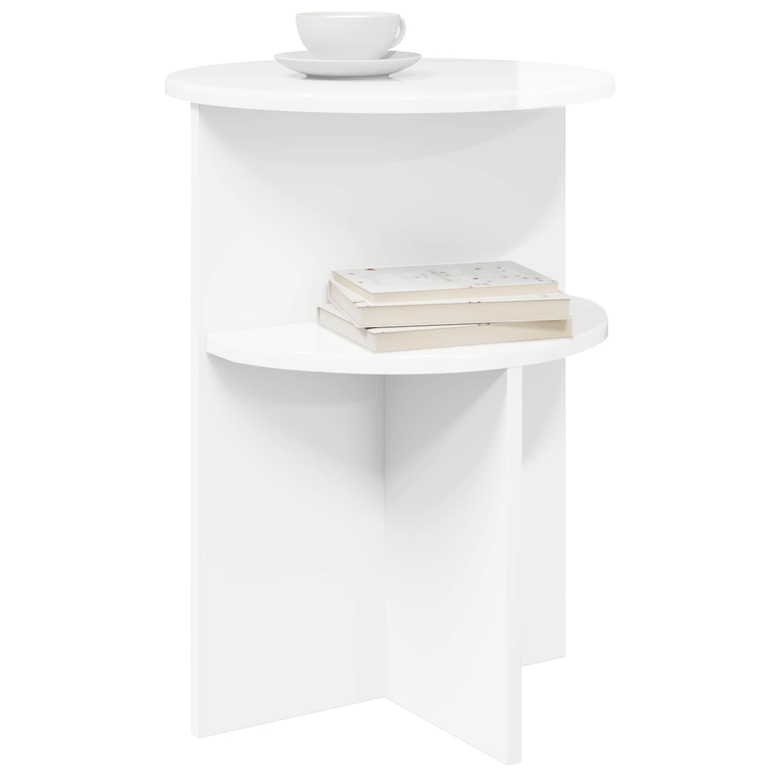 Tavolo laterale con archiviazione Bianco Lucido Ø 39,5 x 55 cm | homemem39