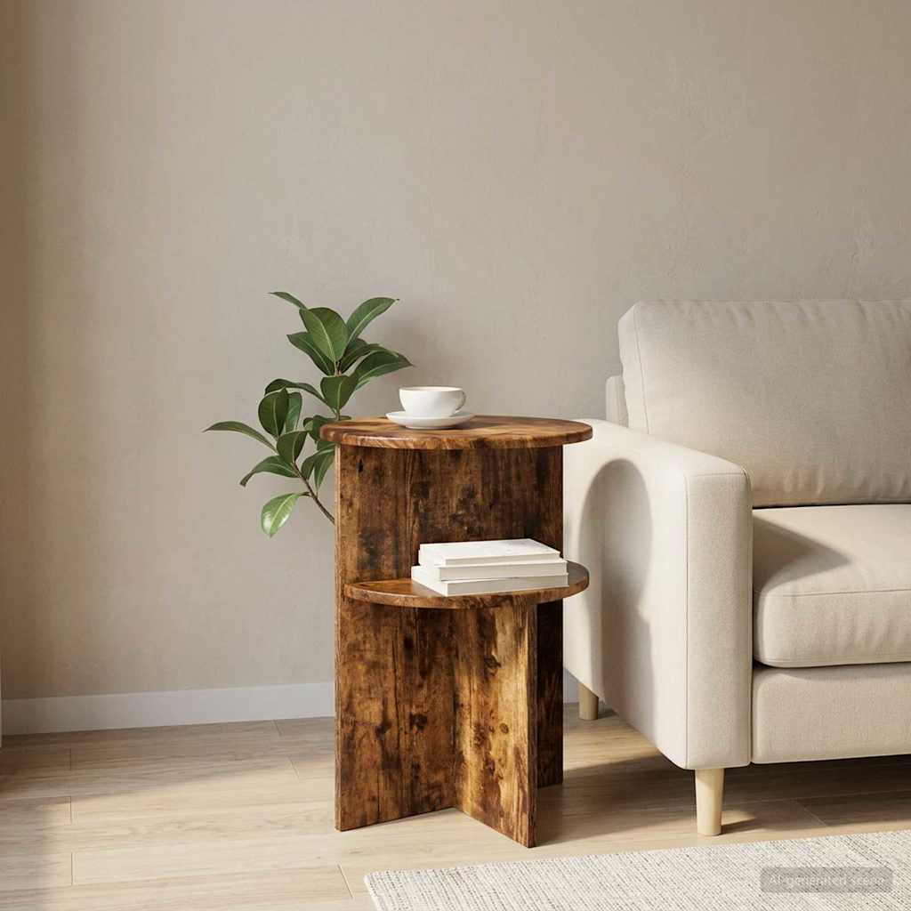 Tavolo laterale Rovere Fumo Ø 39,5 x 55 cm Legno ingegnerizzato