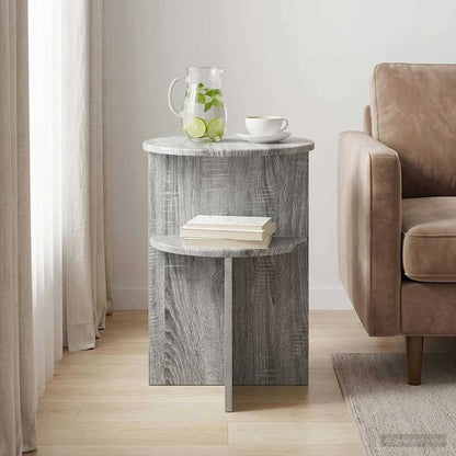 Tavolo laterale con archiviazione Grigio Sonoma Ø 39,5 x 55 cm