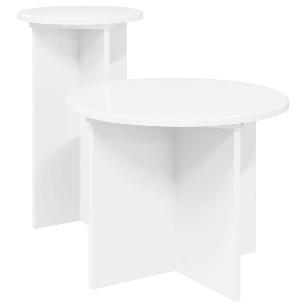 Set tavolini 2 pz Bianco Ø 45 x 35 cm Legno ingegnerizzato