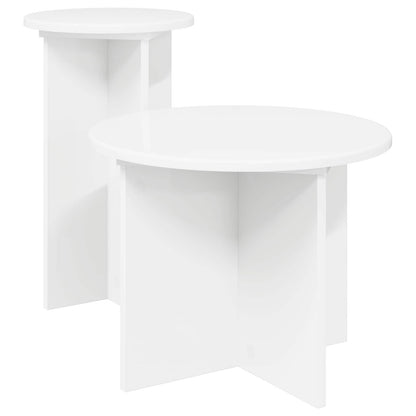 Set tavolini 2 pz Bianco Ø 45 x 35 cm Legno ingegnerizzato