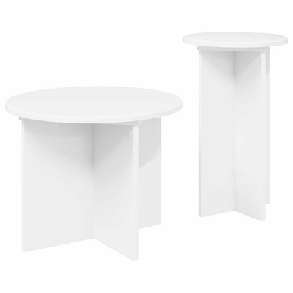 Set tavolini 2 pz Bianco Ø 45 x 35 cm Legno ingegnerizzato
