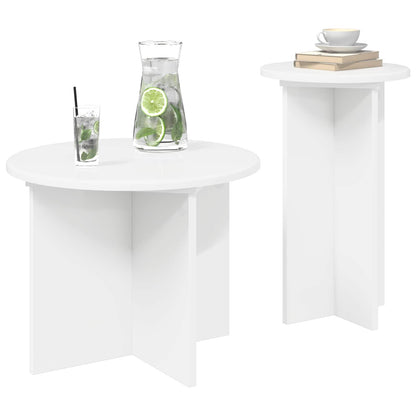 Set tavolini 2 pz Bianco Ø 45 x 35 cm Legno ingegnerizzato