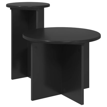 Set tavolini 2 pz Rovere Nero Ø 45 x 35 cm Legno ingegnerizzato