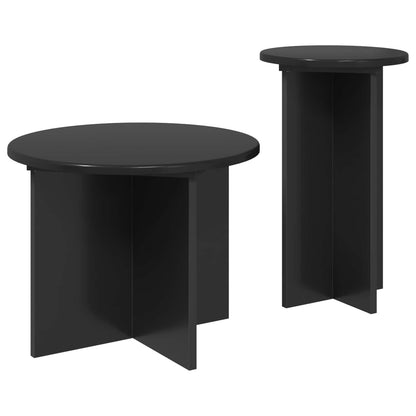 Set tavolini 2 pz Rovere Nero Ø 45 x 35 cm Legno ingegnerizzato