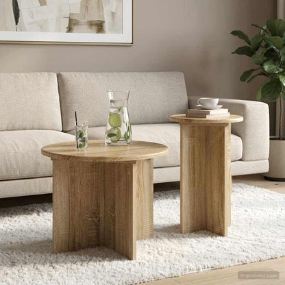 Set tavolini 2 pz Rovere Sonoma Ø 45 x 35 cm