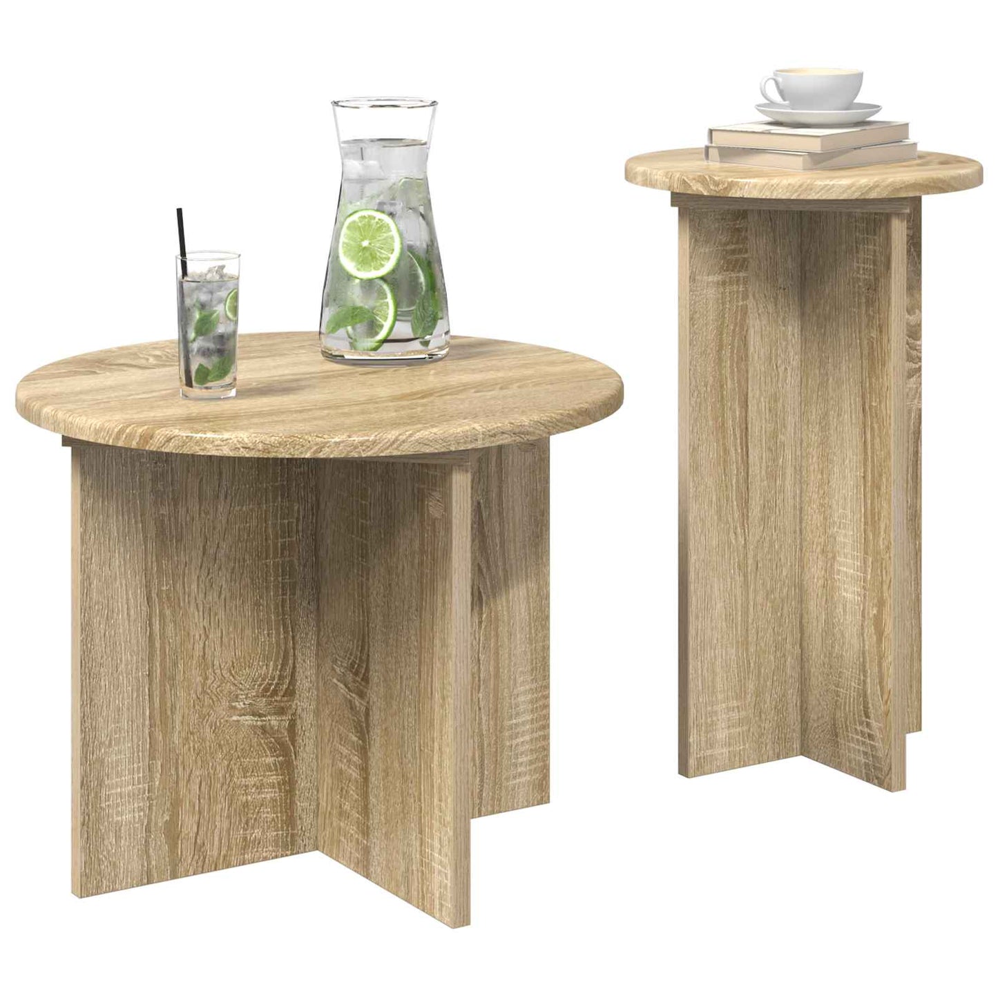 Set tavolini 2 pz Rovere Sonoma Ø 45 x 35 cm