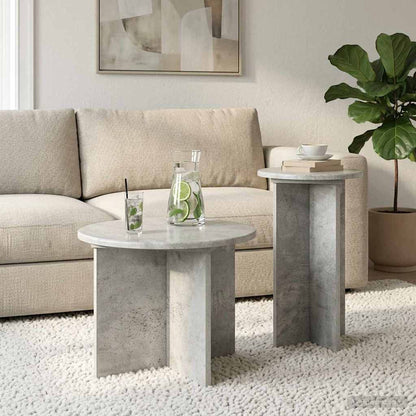 Set tavolini 2 pz Grigio Cemento Ø 45 x 35 cm