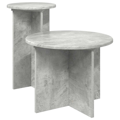 Set tavolini 2 pz Grigio Cemento Ø 45 x 35 cm