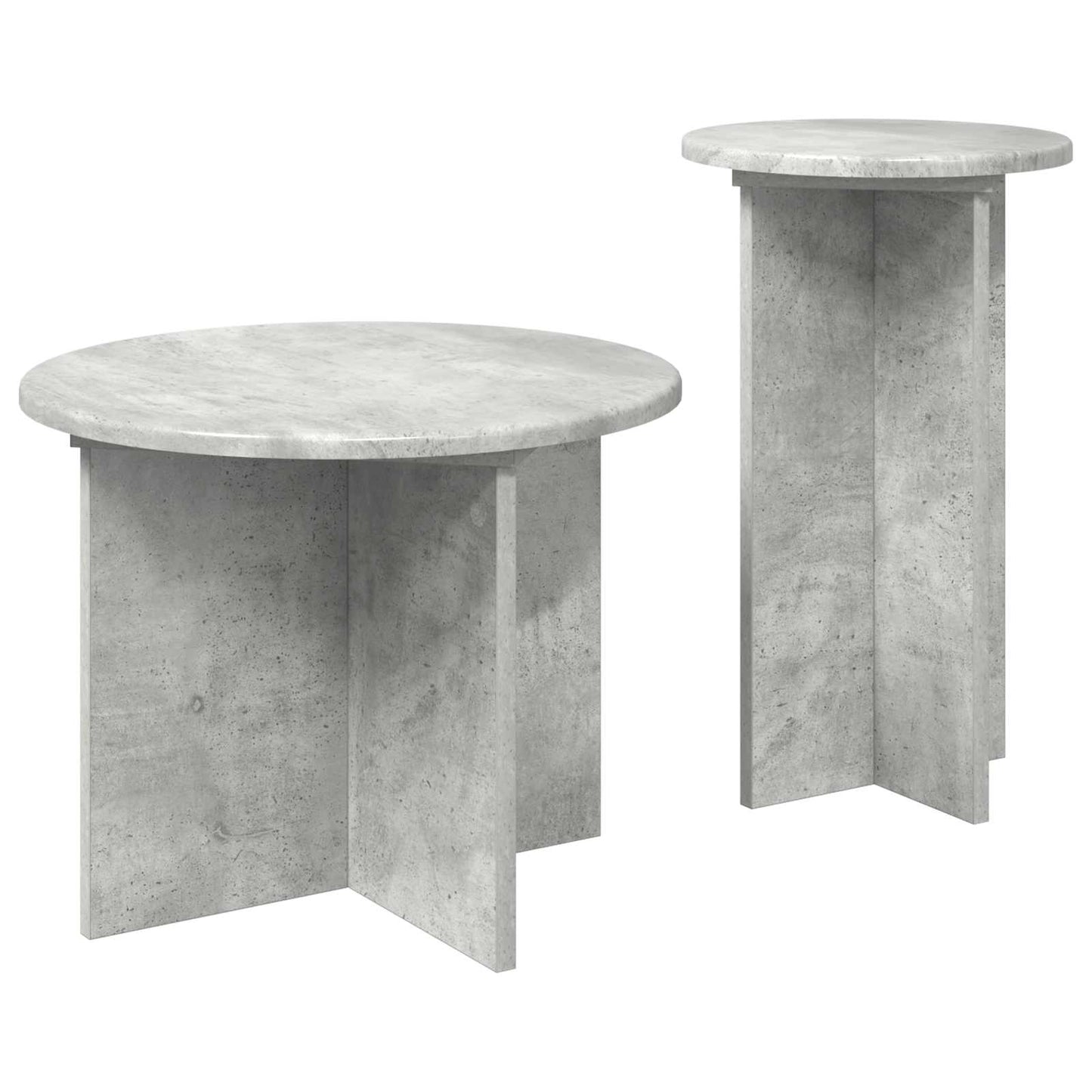 Set tavolini 2 pz Grigio Cemento Ø 45 x 35 cm