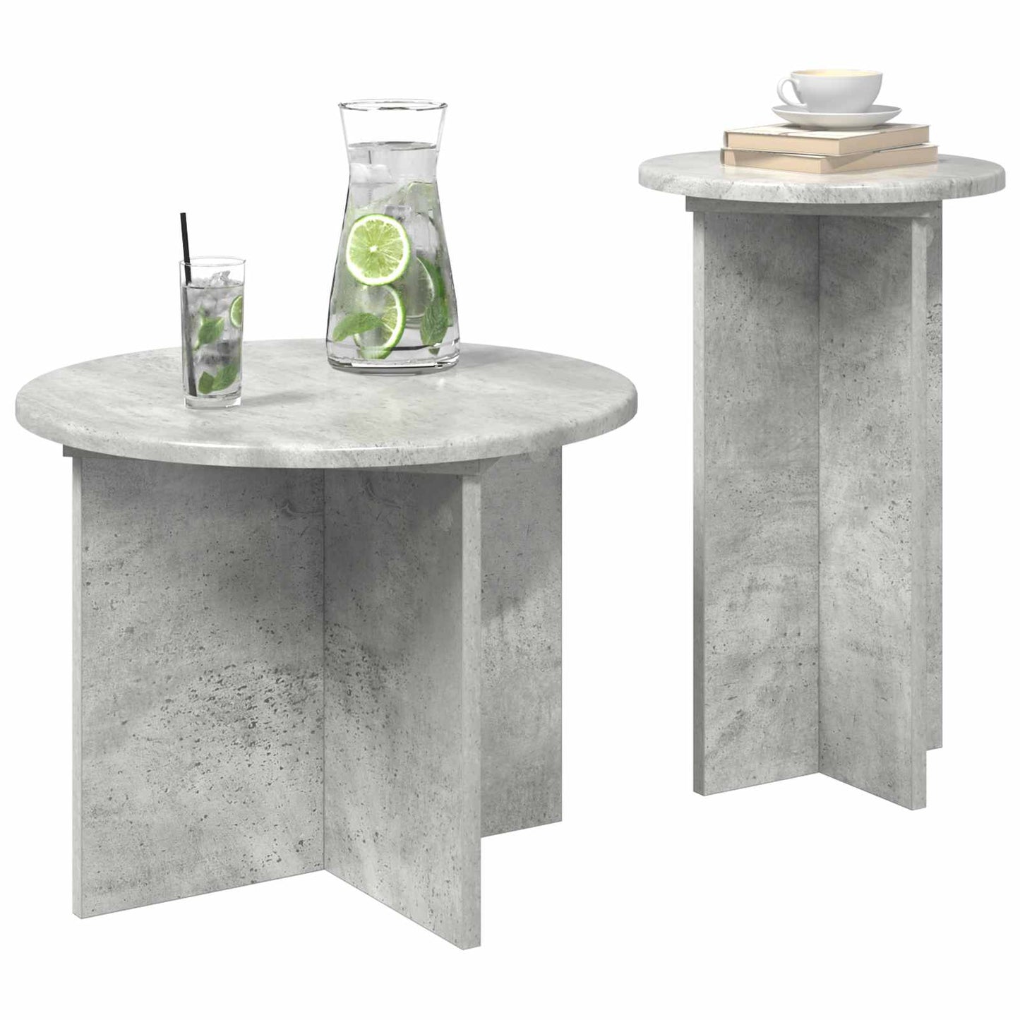 Set tavolini 2 pcs Grigio Cemento Legno ingegnerizzato | homemem39