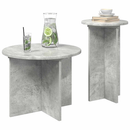 Set tavolini 2 pz Grigio Cemento Ø 45 x 35 cm