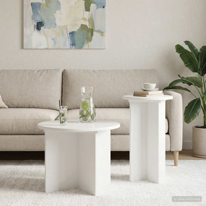 Set tavolini 2 pcs Bianco Lucido Legno ingegnerizzato | homemem39
