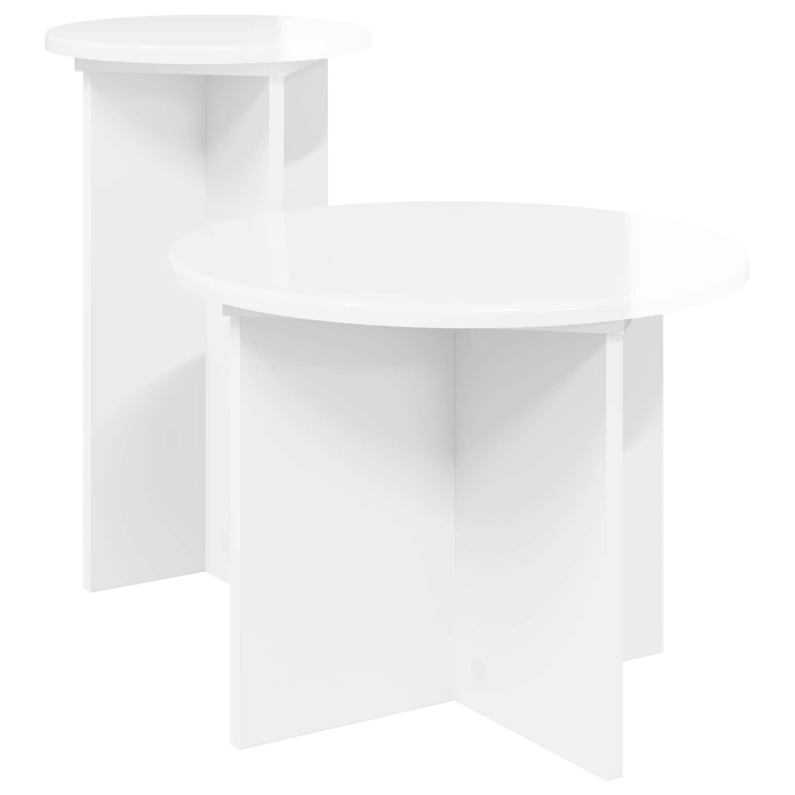 Set tavolini 2 pcs Bianco Lucido Legno ingegnerizzato | homemem39