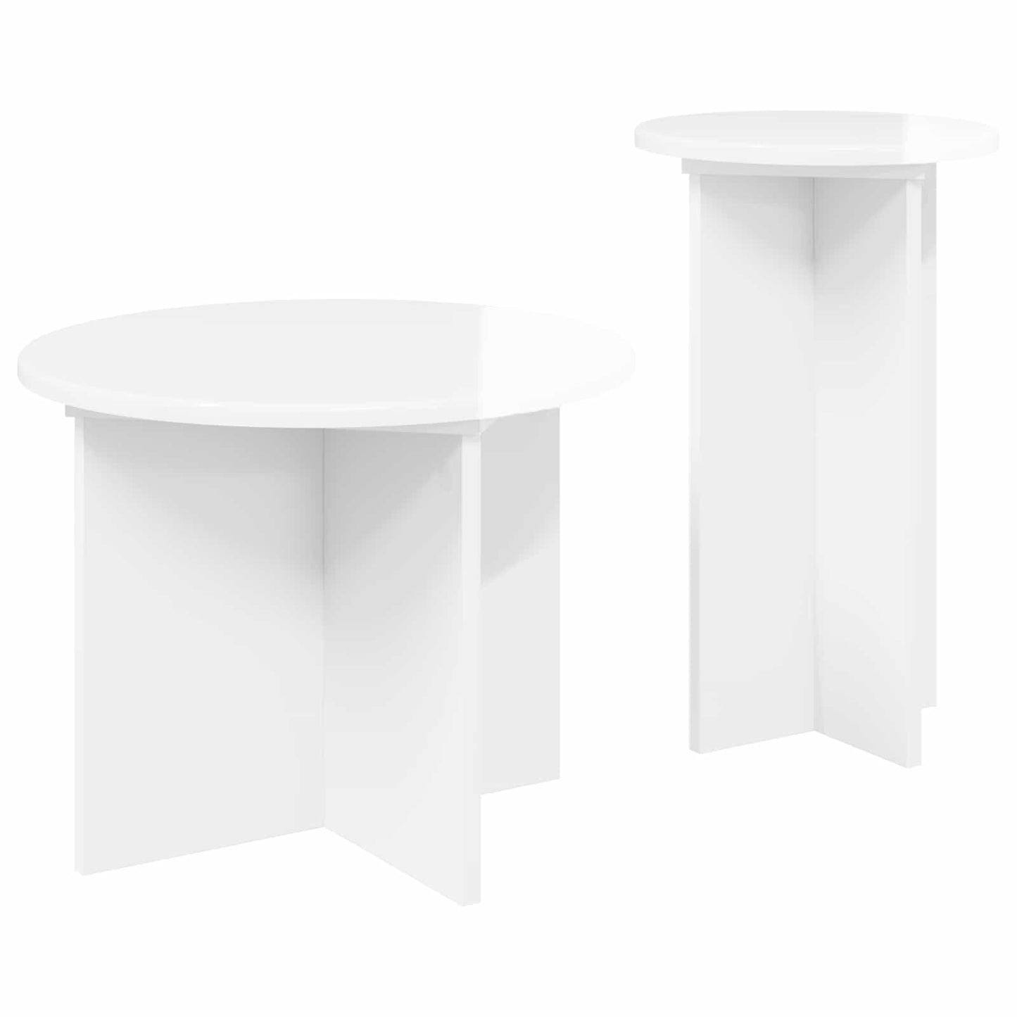 Set tavolini 2 pcs Bianco Lucido Legno ingegnerizzato | homemem39