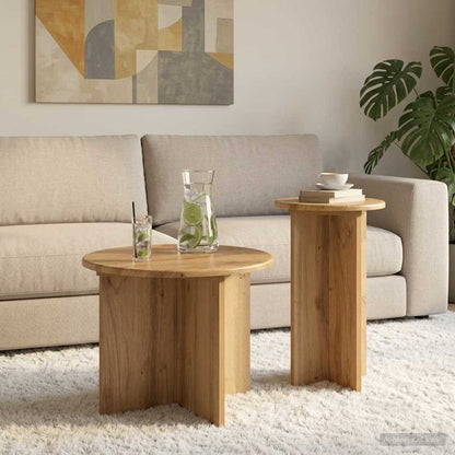 Set tavolini 2 pz Rovere Artigianale Ø 45 x 35 cm | homemem39