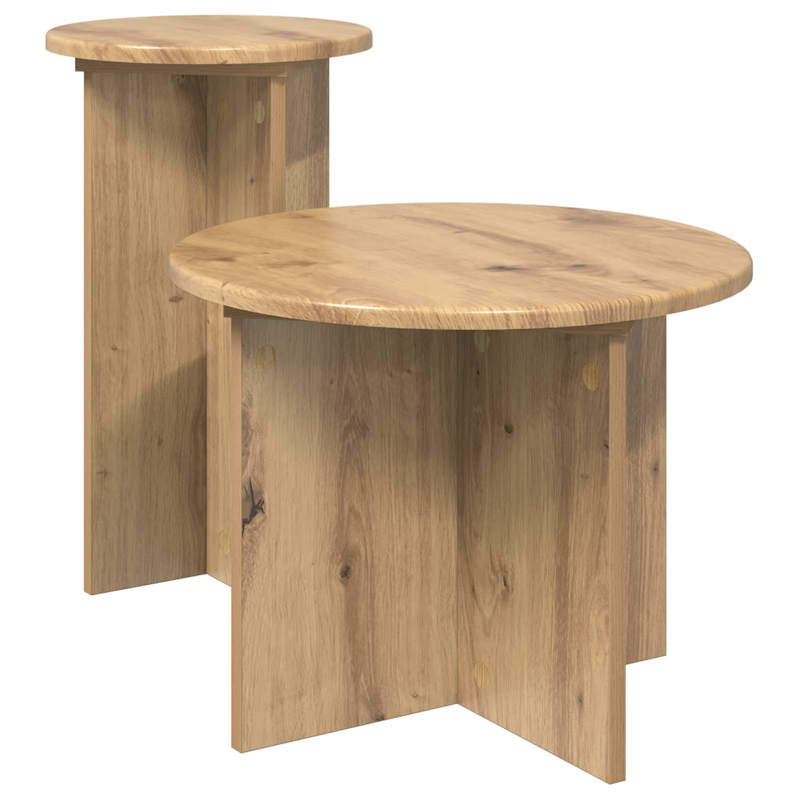 Set tavolini 2 pz Rovere Artigianale Ø 45 x 35 cm | homemem39