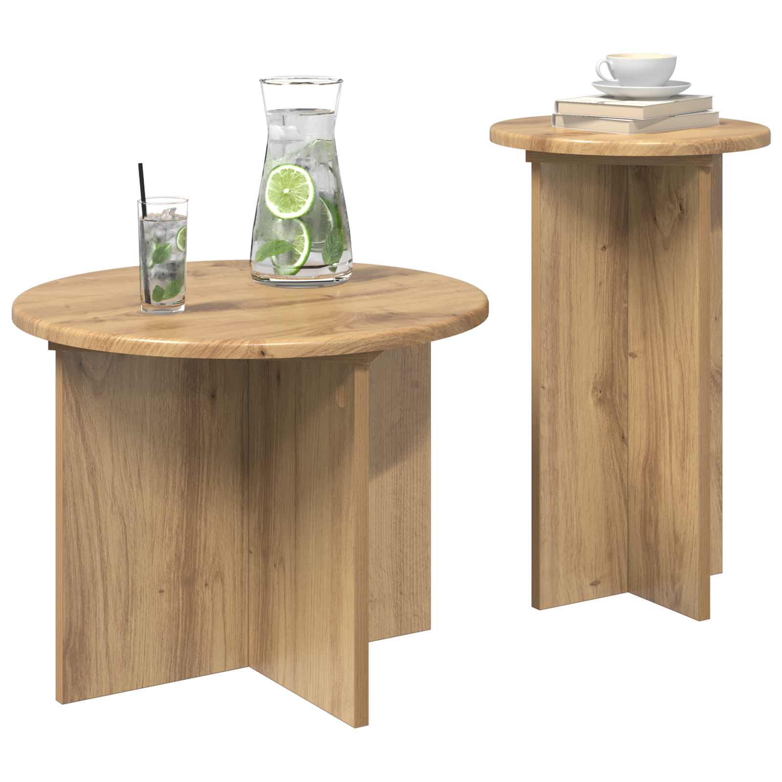 Set tavolini 2 pz Rovere Artigianale Ø 45 x 35 cm | homemem39