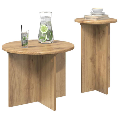 Set tavolini 2 pz Rovere Artigianale Ø 45 x 35 cm | homemem39